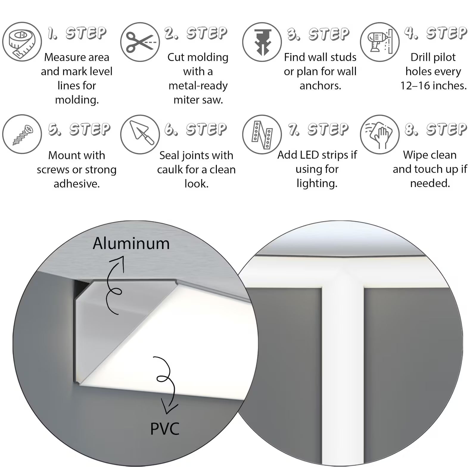 Led Wall Moulding Vienna Frame Aluminum 2 meters