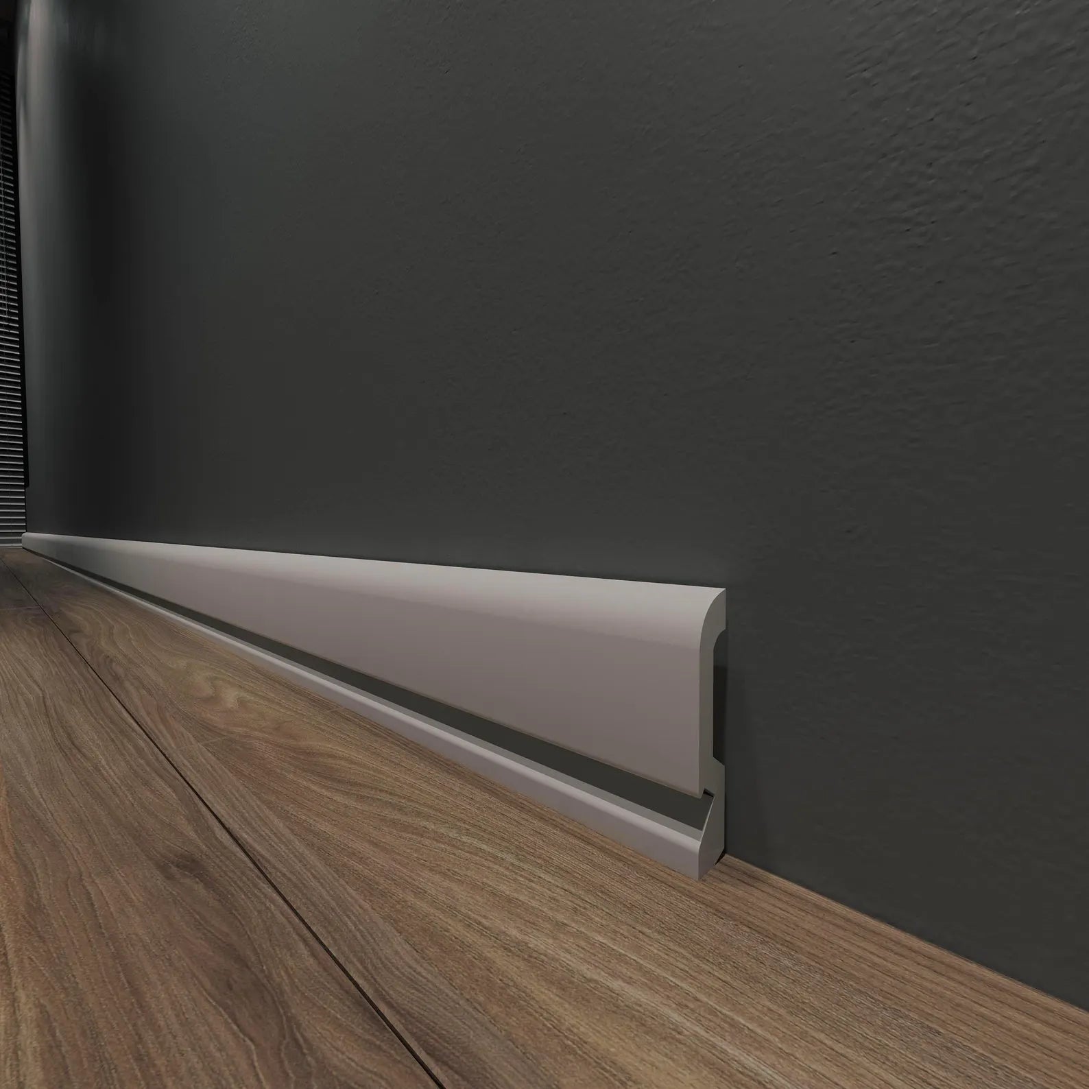 Baseboard with built-in LED strip lighting