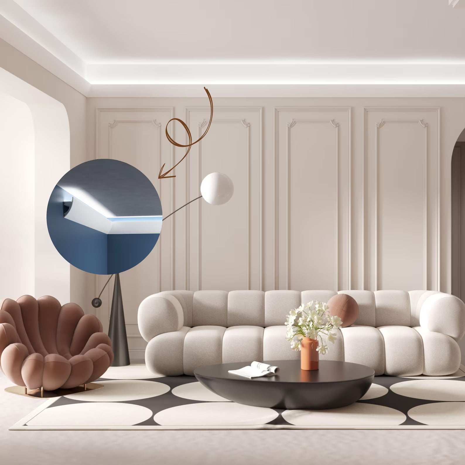 Crown Moulding Berlin Classic White Polymer 240 cm