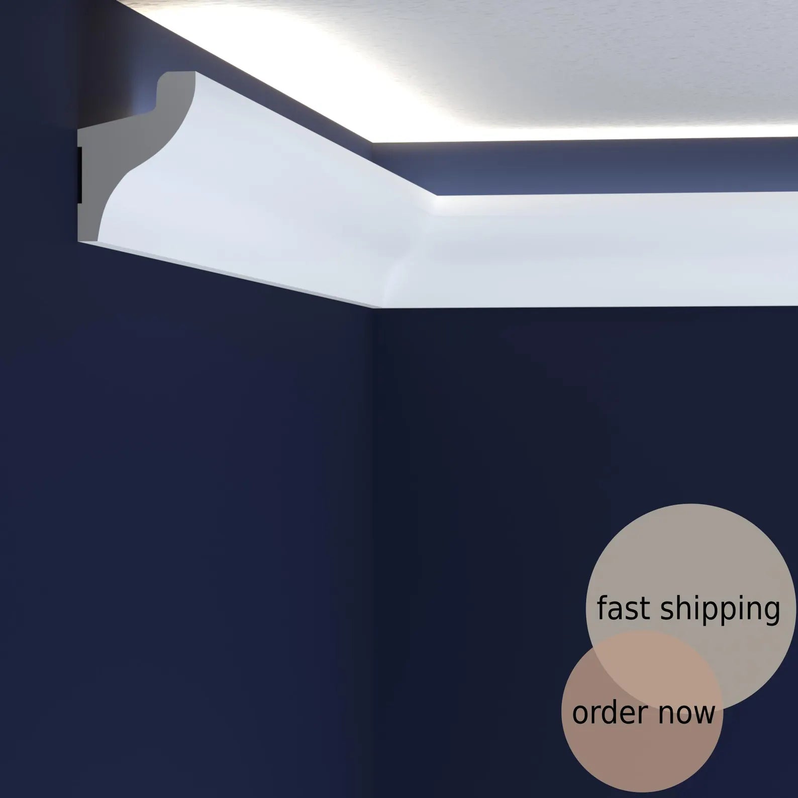 LED Crown Moulding Rome Timeless White Polymer 240 cm