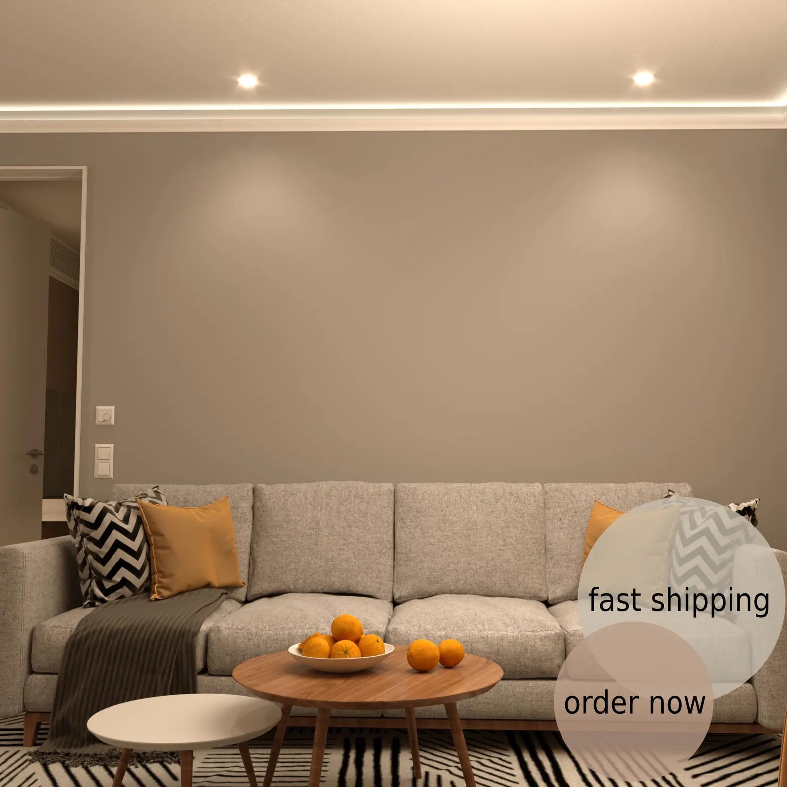 LED Crown Moulding Rome Timeless White Polymer 240 cm