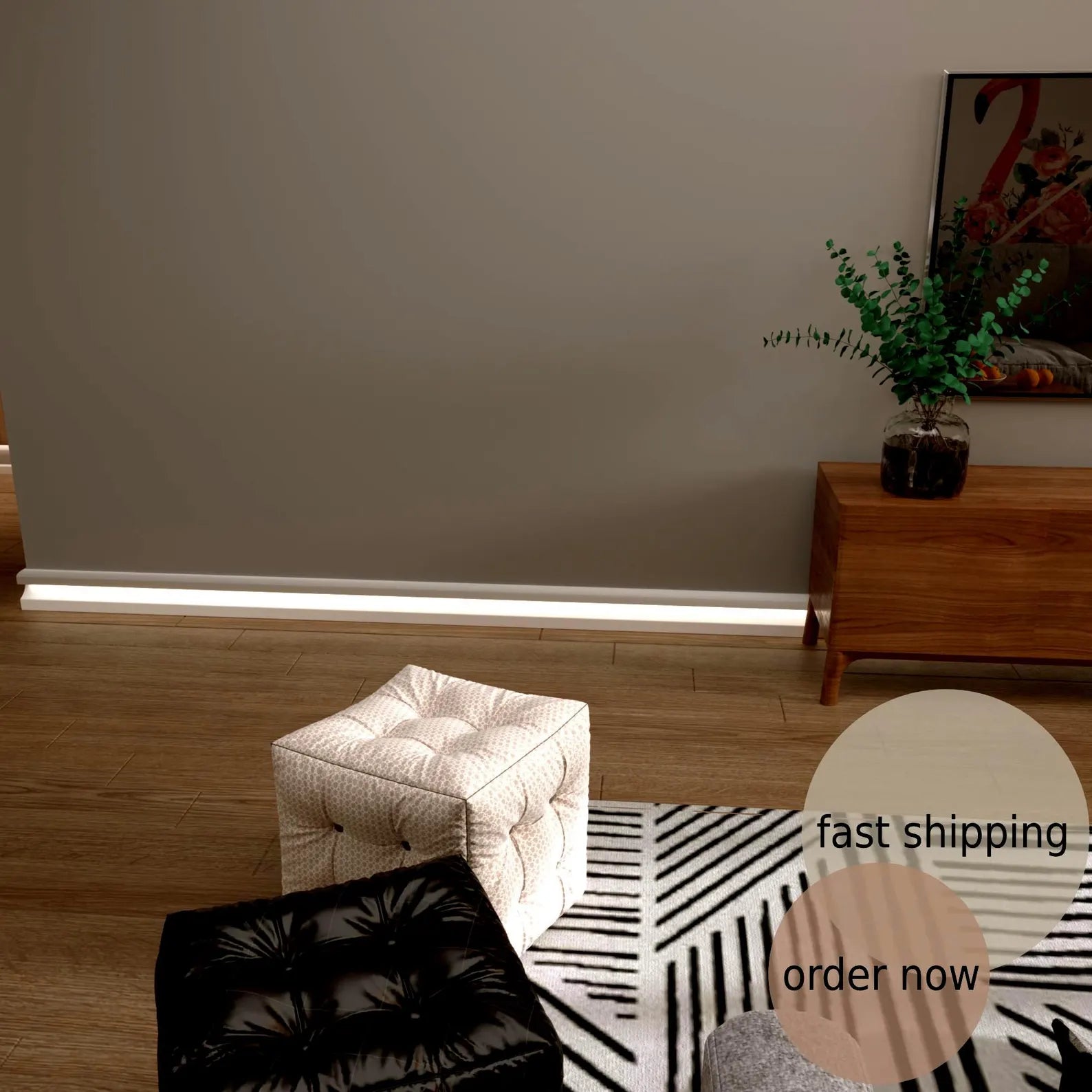 Modern Wall Trim Monaco Luxe White Polymer 240 cm