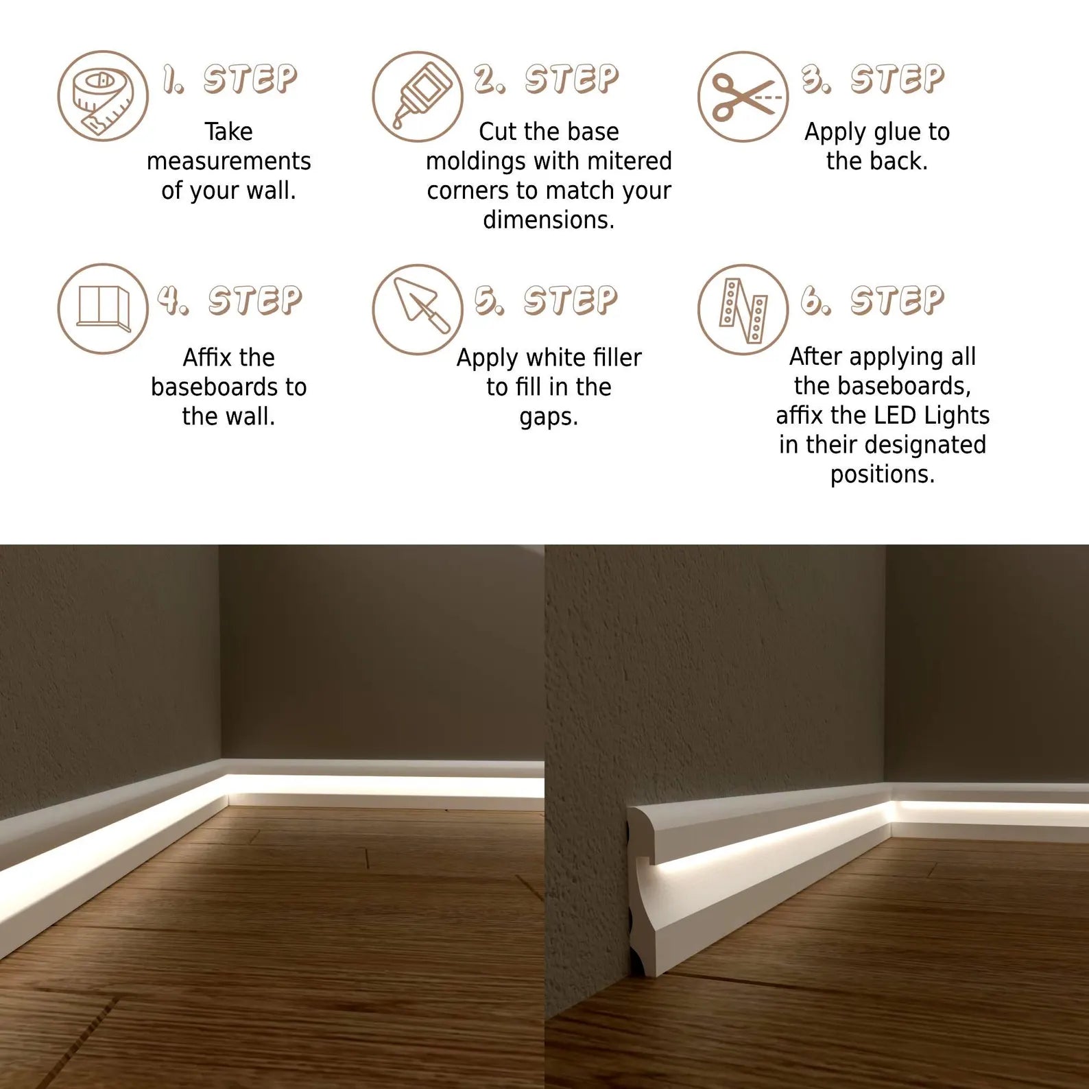 Modern Wall Trim Monaco Luxe White Polymer 240 cm