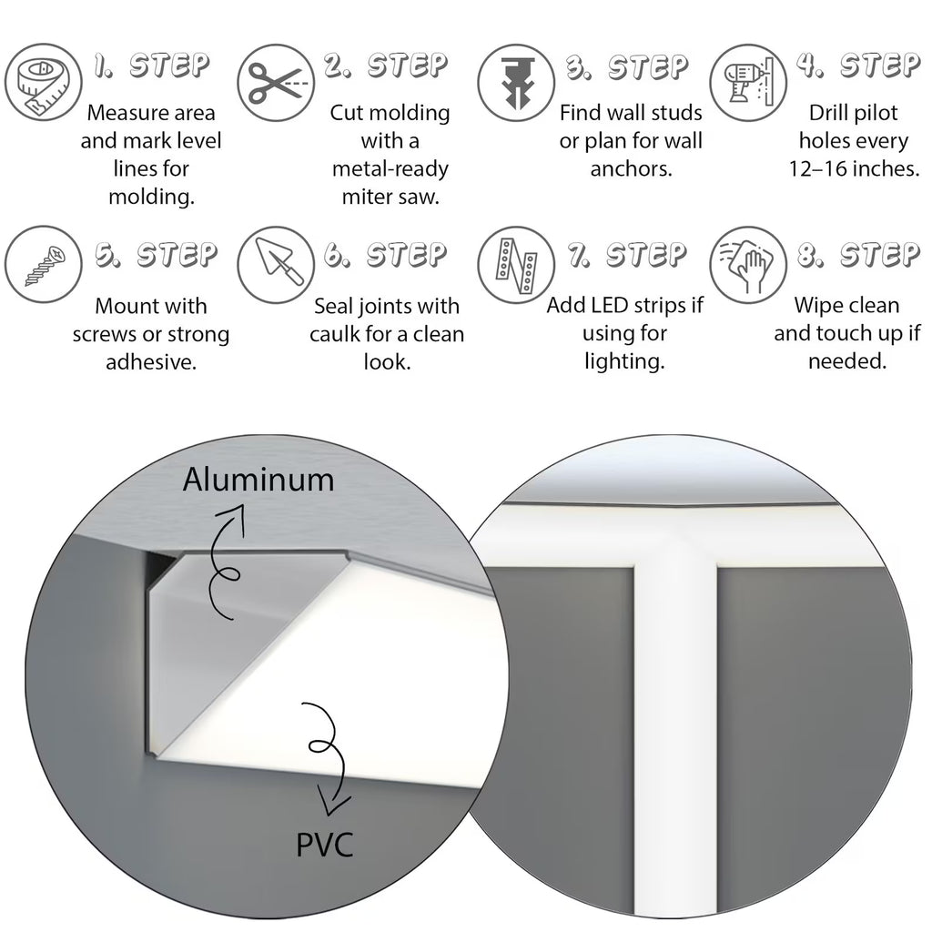 Led Wall Moulding Vienna Frame Aluminum 2 meters