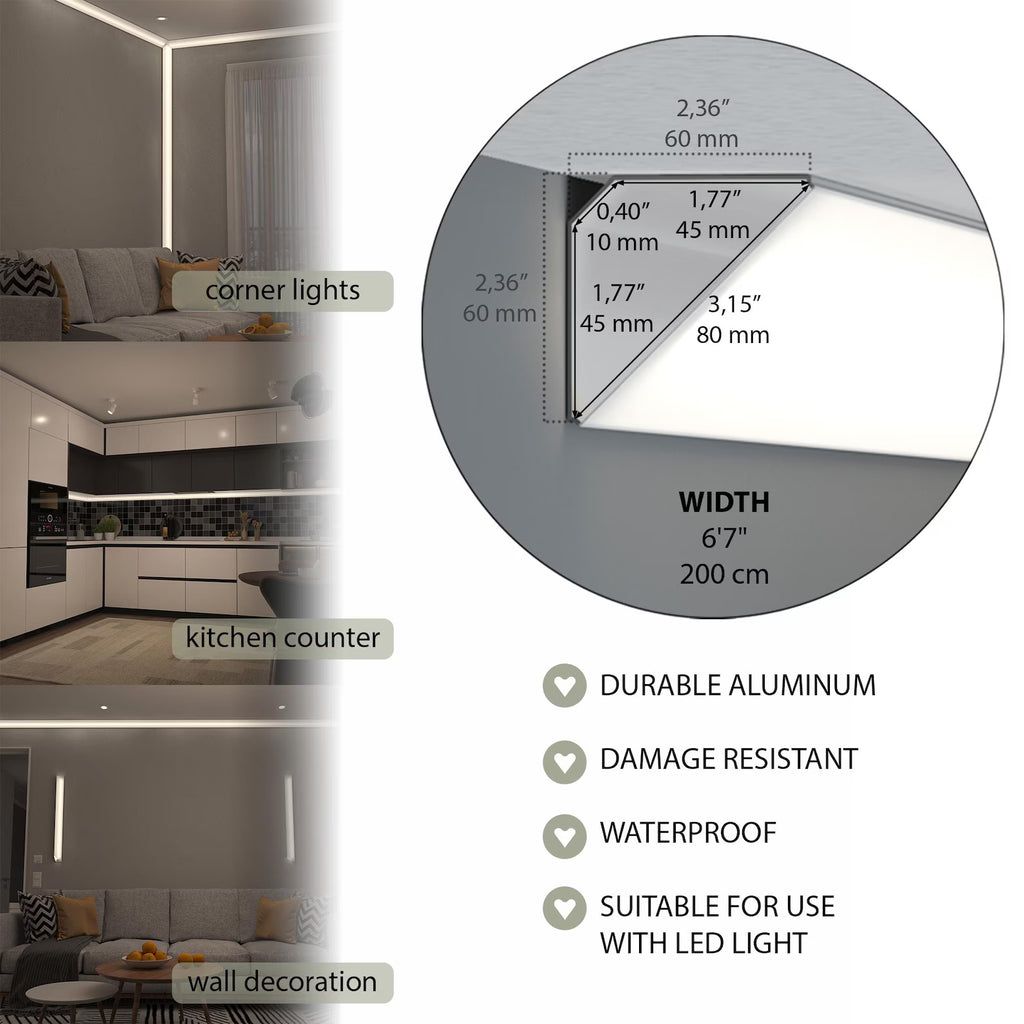 Led Wall Moulding Vienna Frame Aluminum 2 meters