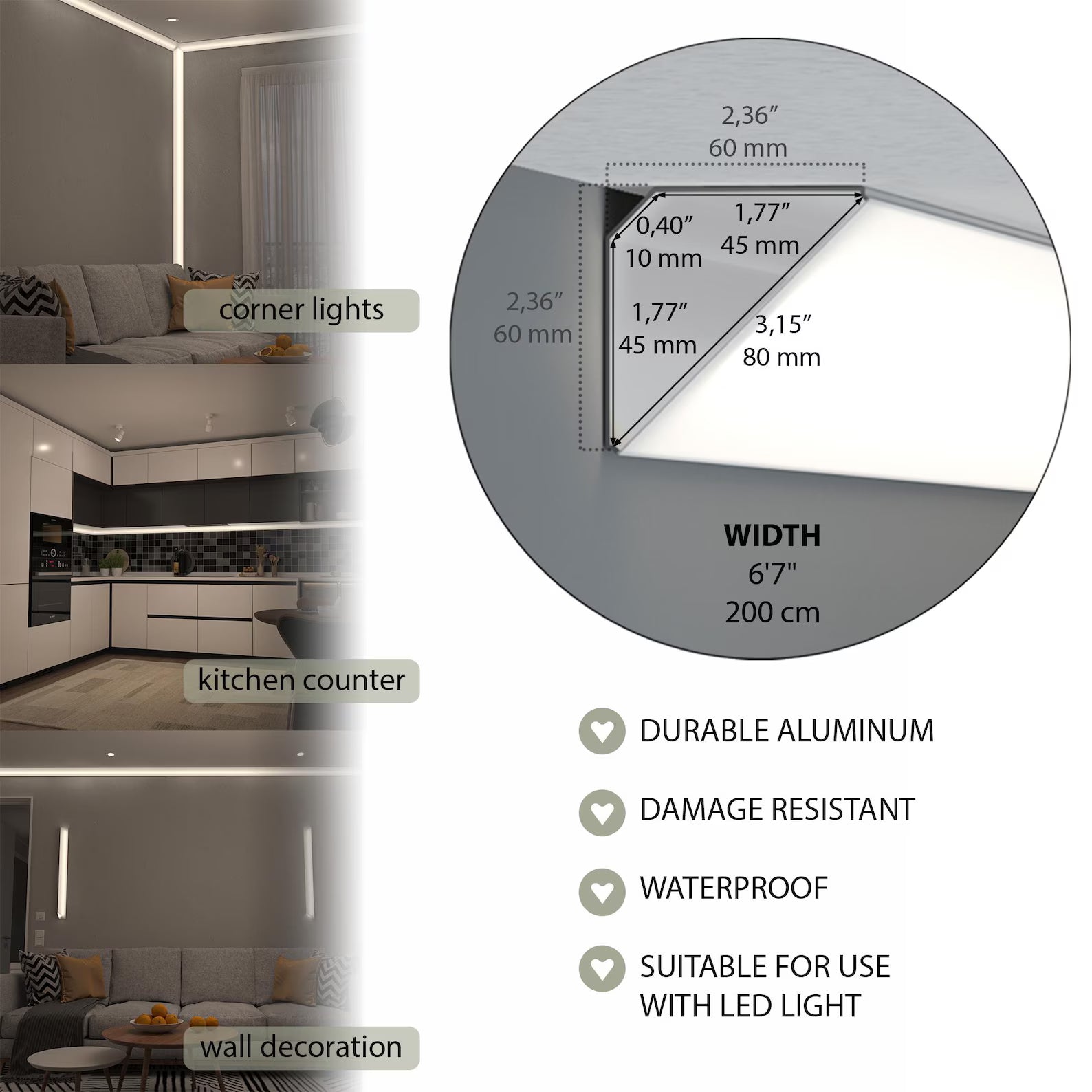 Led Wall Moulding Vienna Frame Aluminum 2 meters