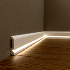 Baseboard with built-in LED strip lighting