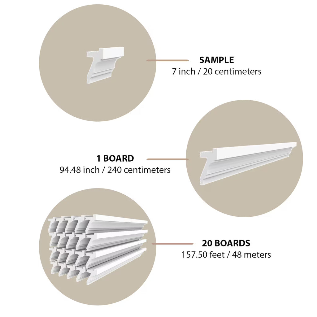 LED Crown Moulding Paris Elegancy White Polymer 240 cm