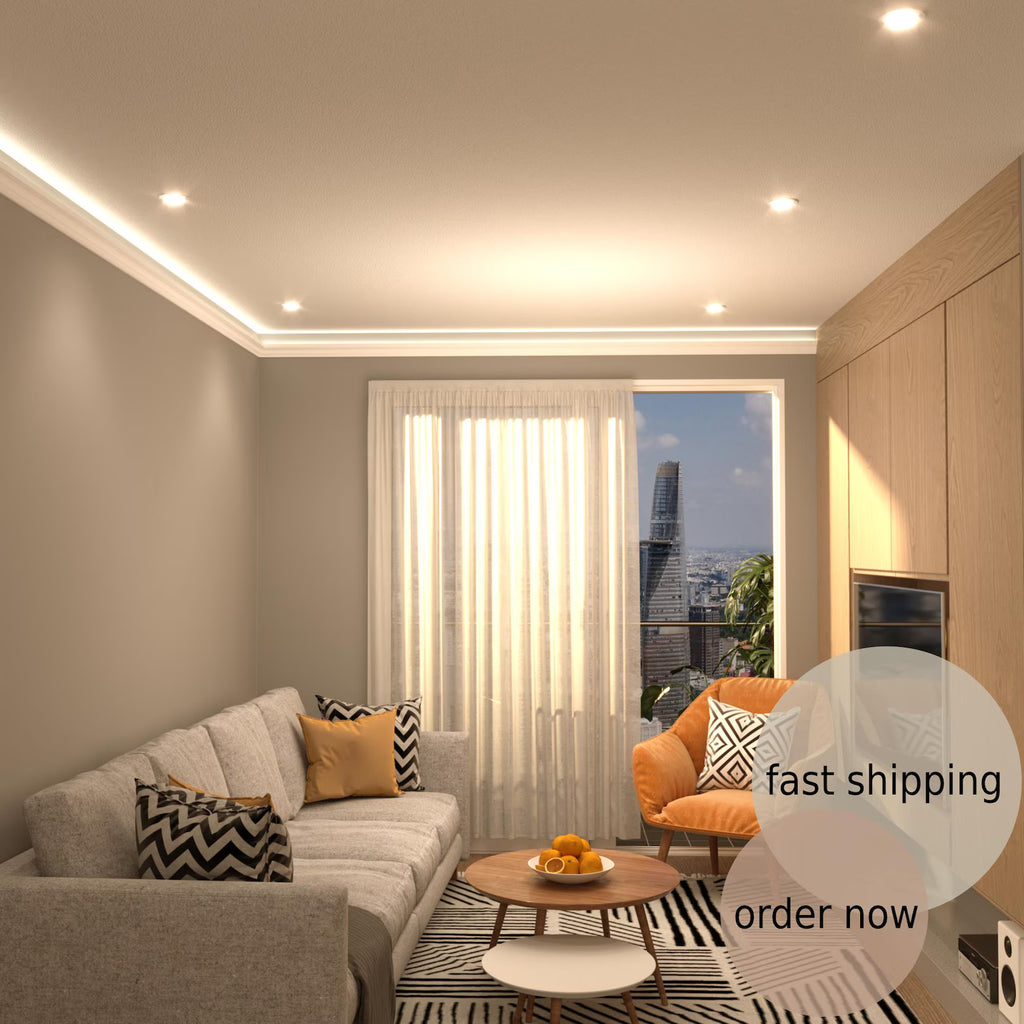 LED Crown Moulding Paris Elegancy White Polymer 240 cm