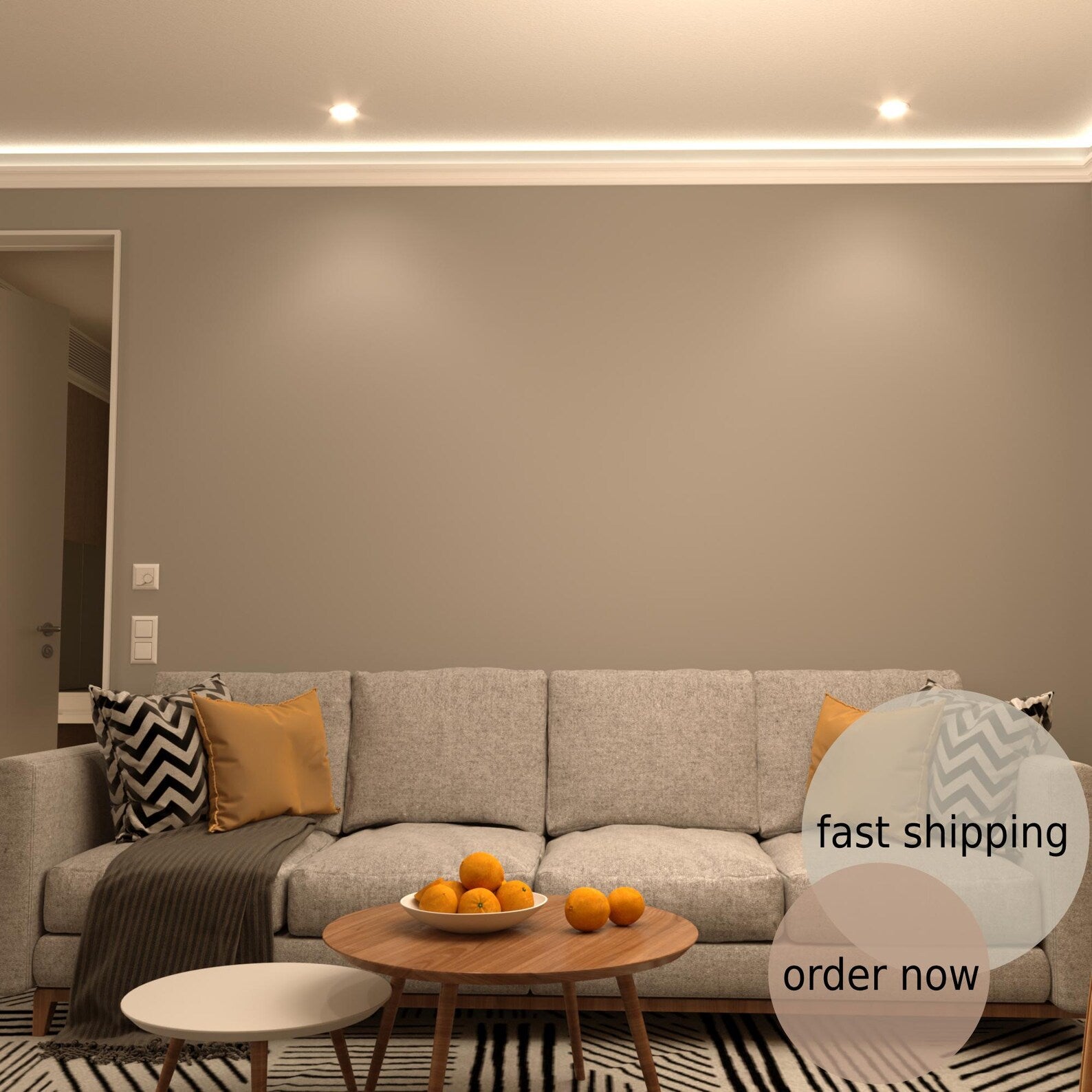 LED Crown Moulding Paris Elegancy White Polymer 240 cm