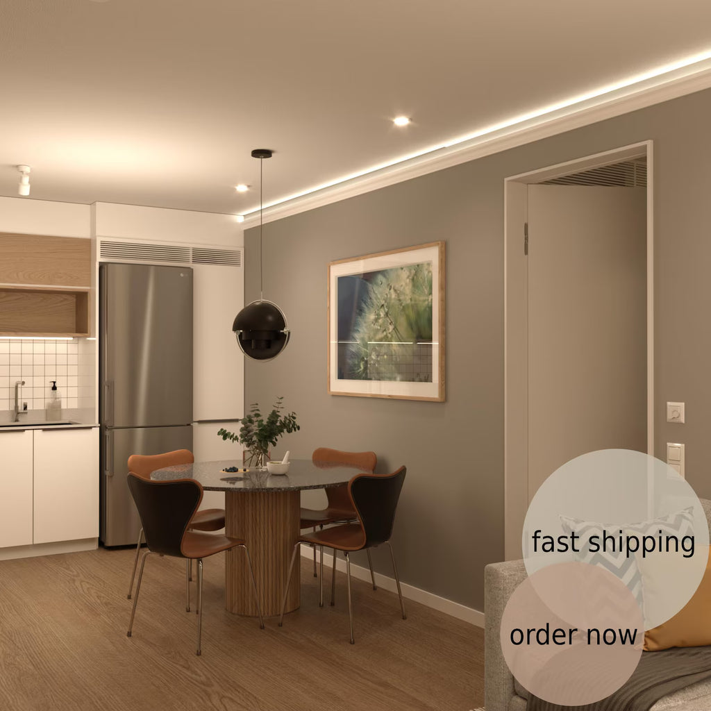 LED Crown Moulding Paris Elegancy White Polymer 240 cm