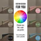 colored Baseboard with built-in LED strip lighting