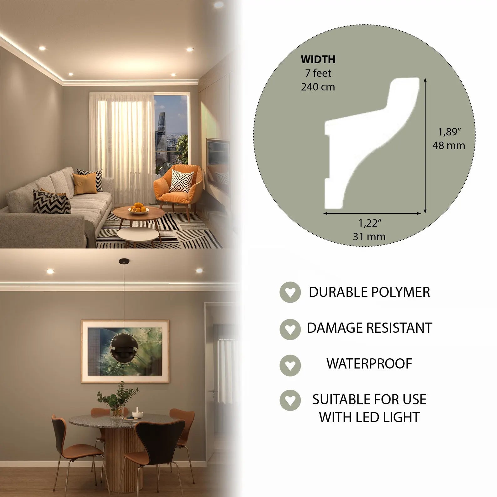 crown moulding with led light ceiling