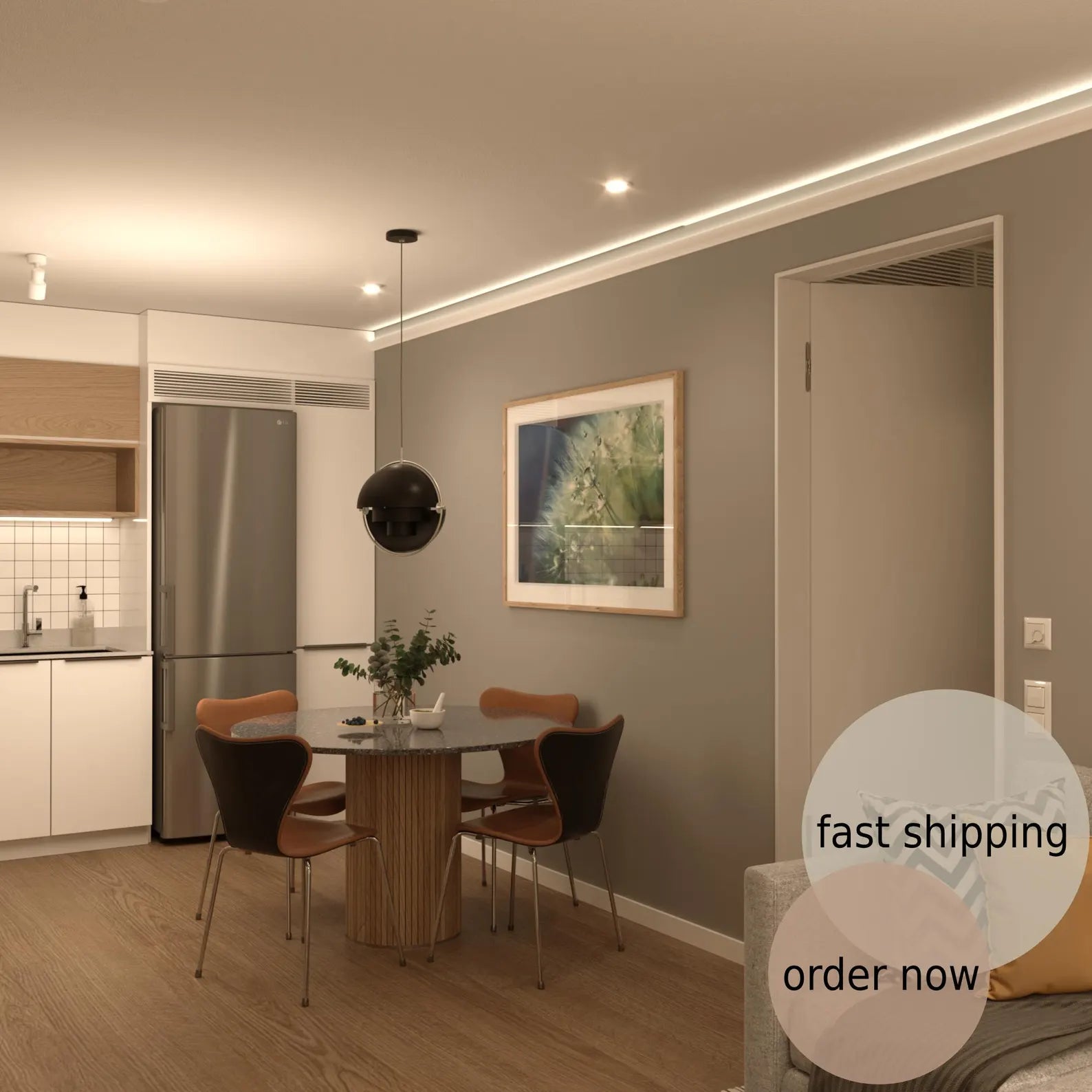 LED Crown Moulding Rome Timeless White Polymer 240 cm