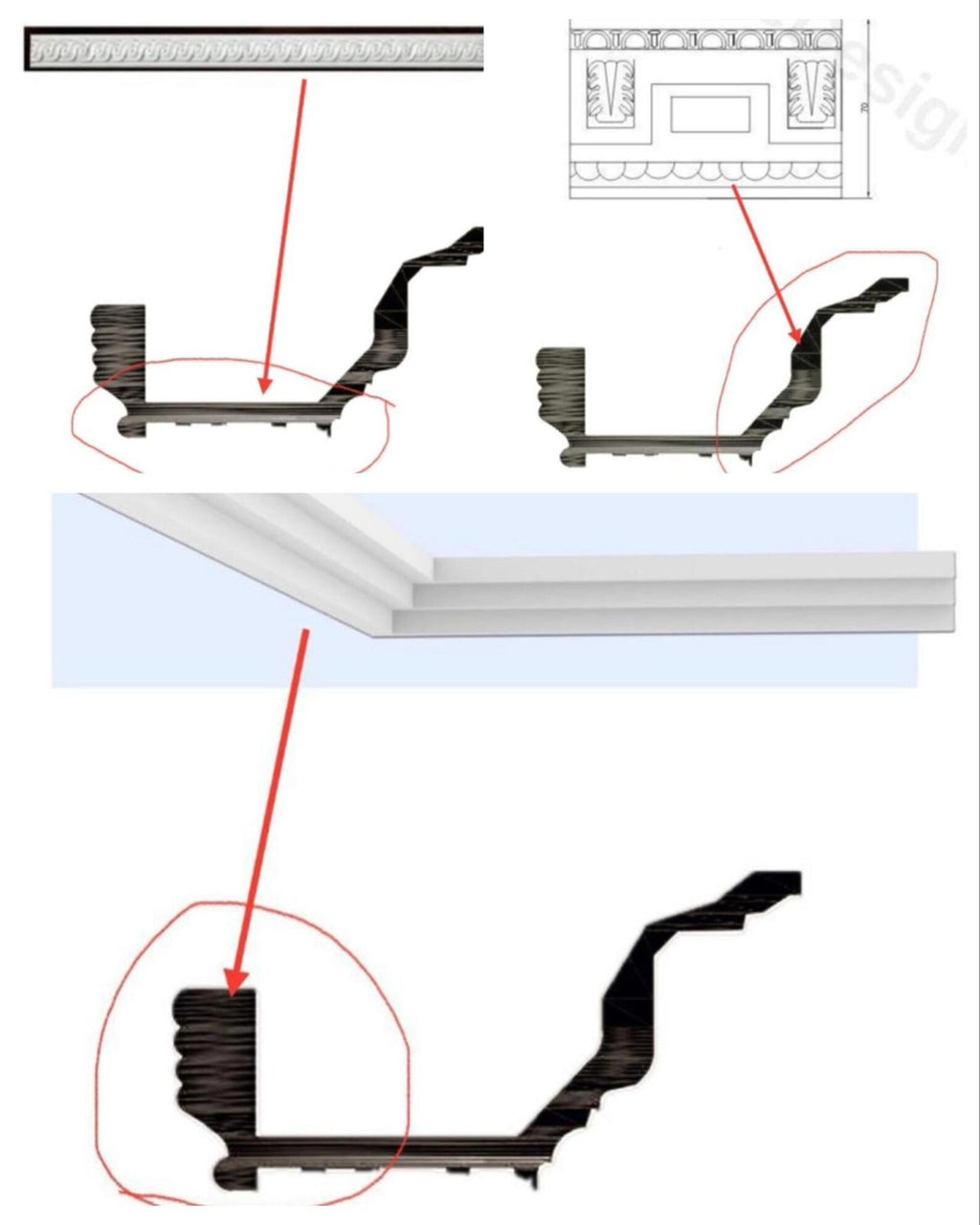 LED Ceiling Ring Plaster Athens Luxe Customizable
