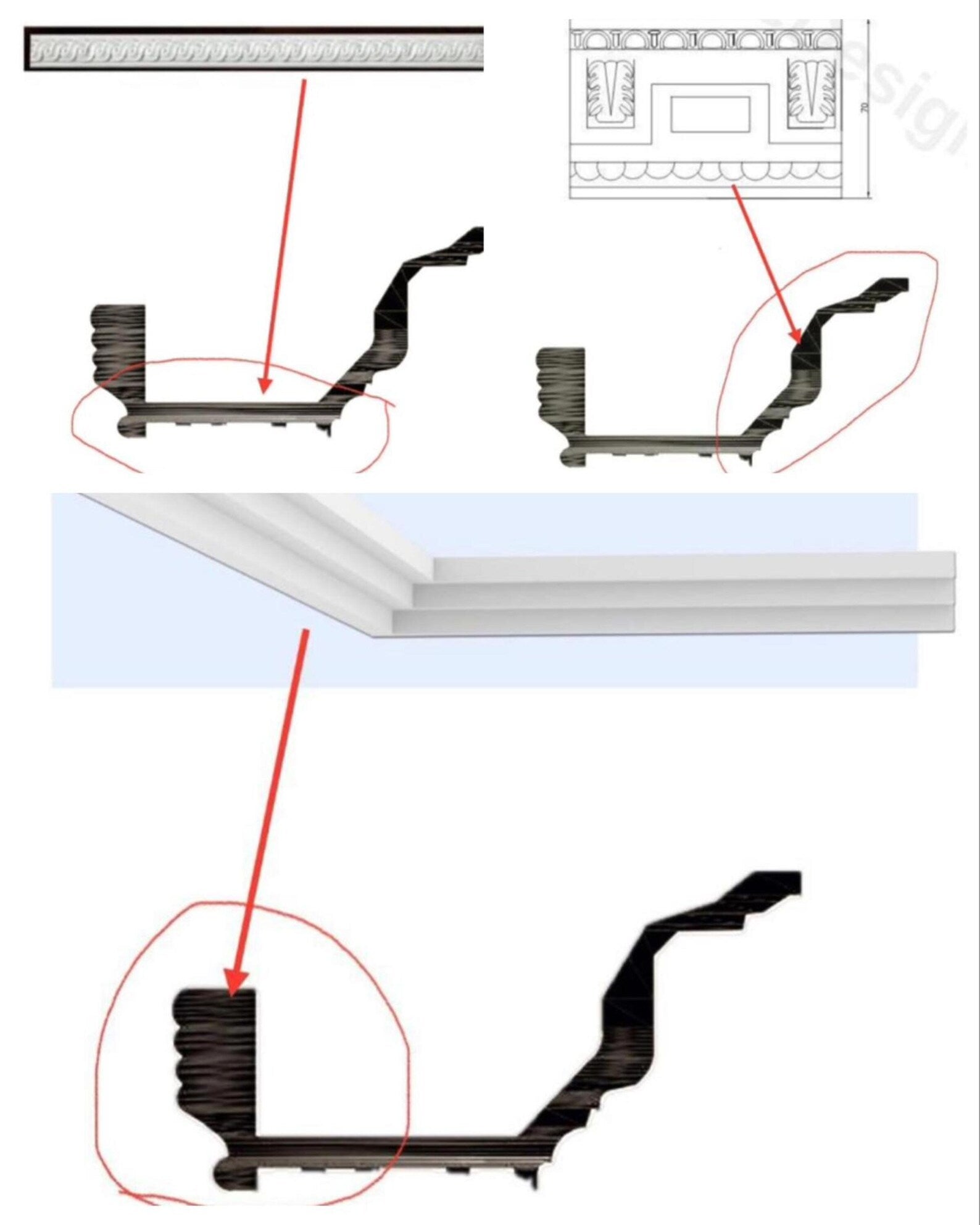 LED Ceiling Ring Plaster Athens Luxe Customizable