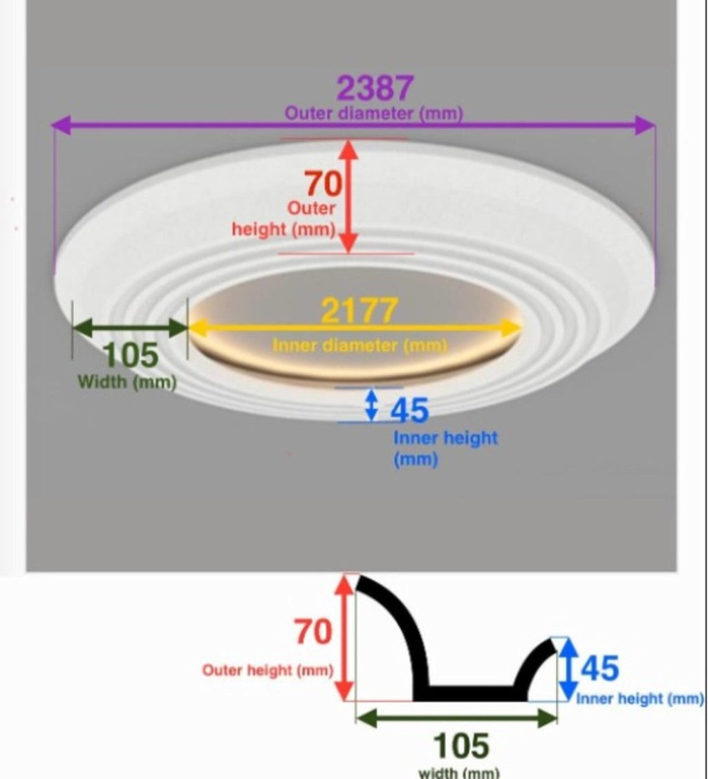 LED Ceiling Ring Plaster Athens Luxe Customizable