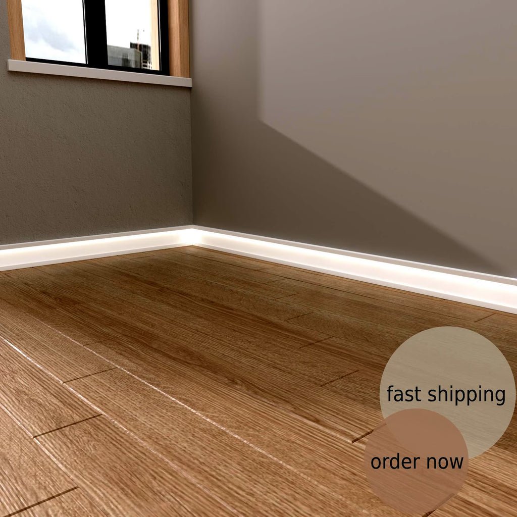 LED Baseboard New York Metro White Polymer 240 cm
