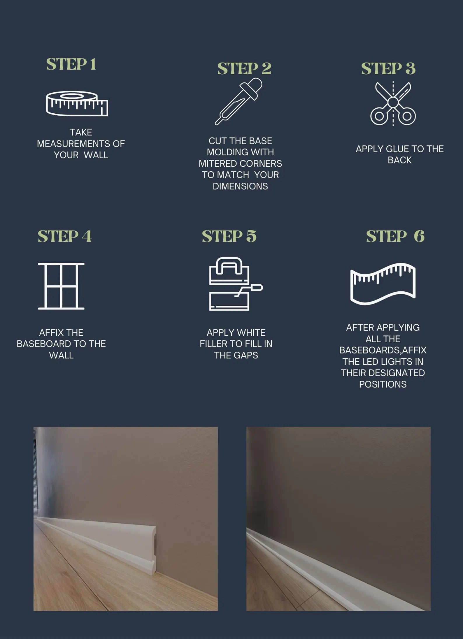 LED Baseboard Milan Urban Edge White Polymer 240 cm
