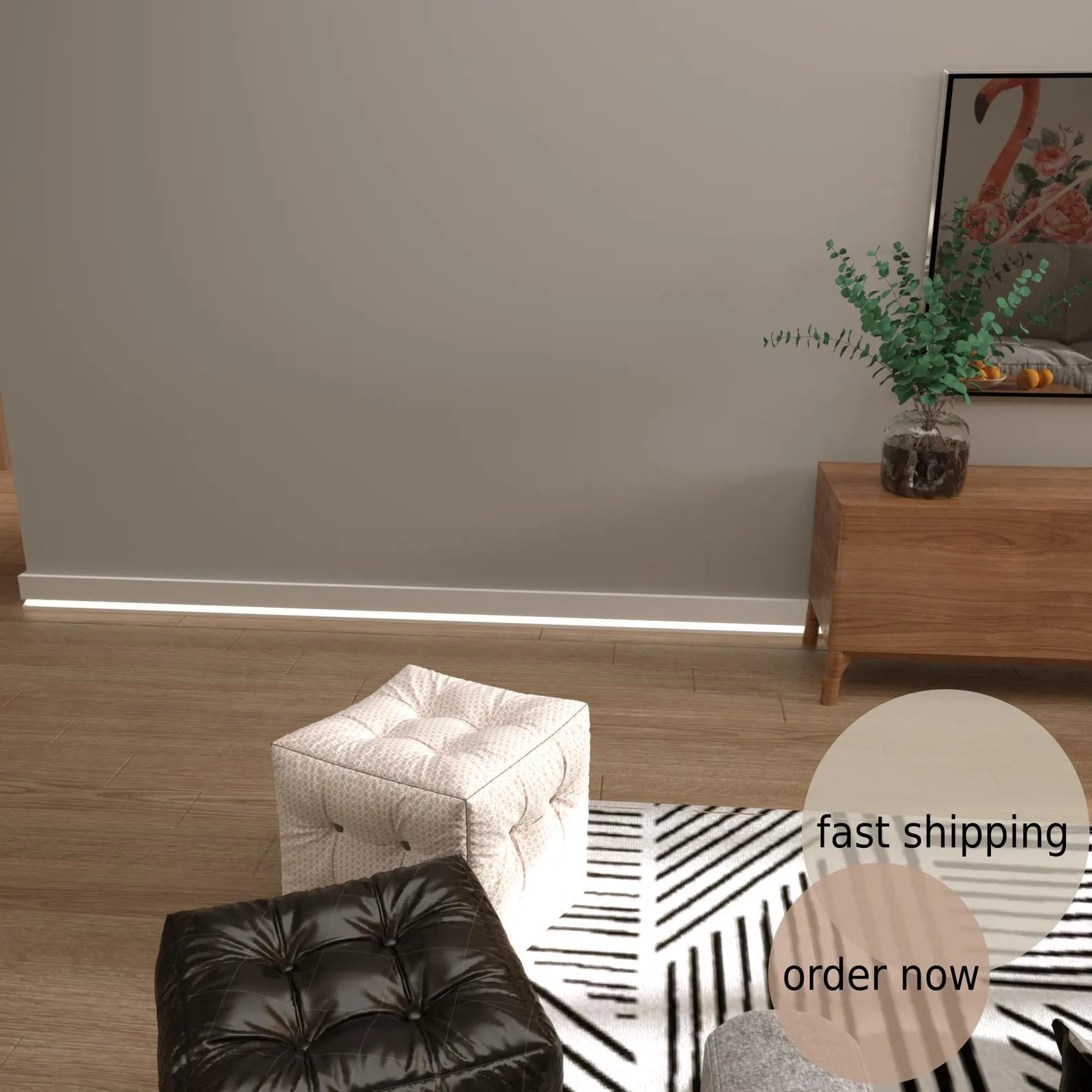 LED Baseboard Florence Classic White Polymer 240 cm