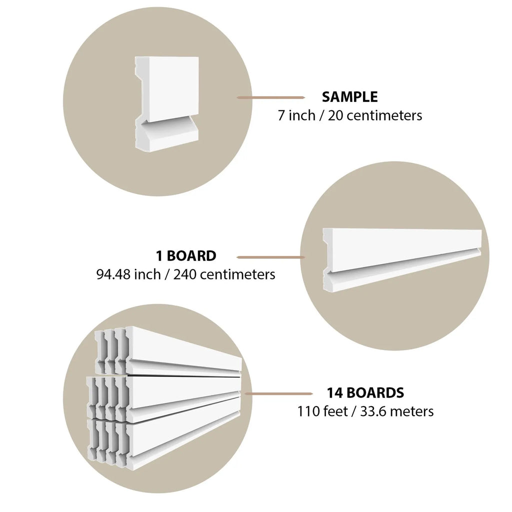 LED Baseboard Florence Classic White Polymer 240 cm