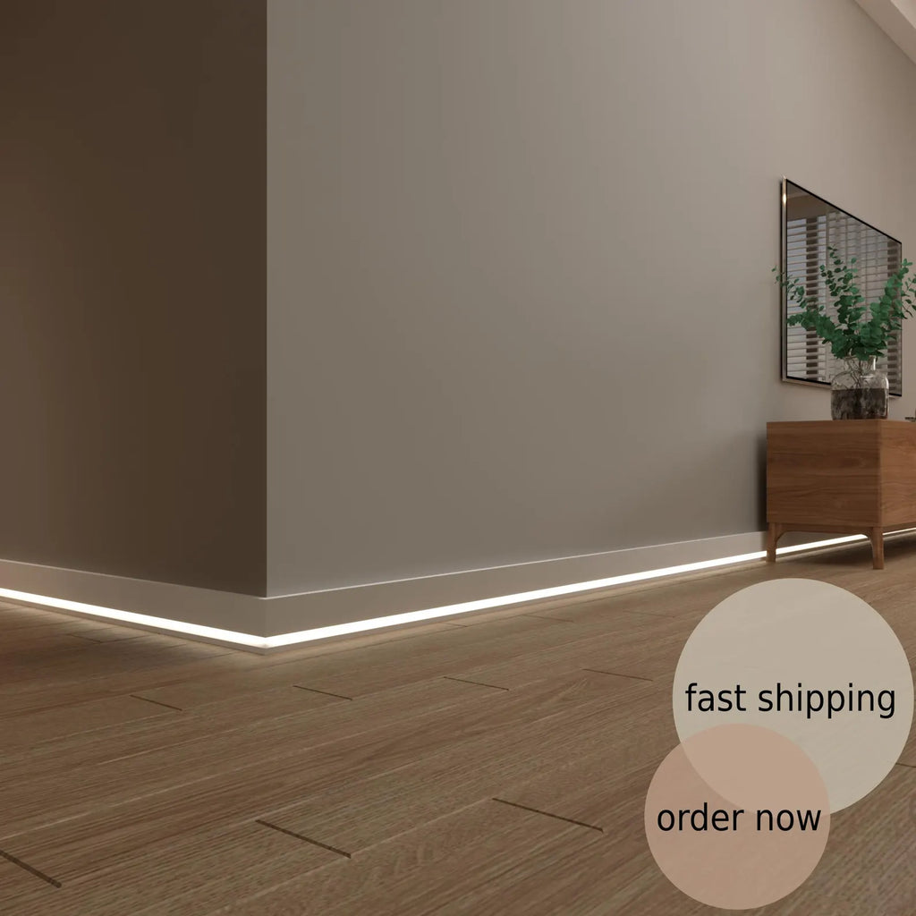 LED Baseboard Florence Classic White Polymer 240 cm