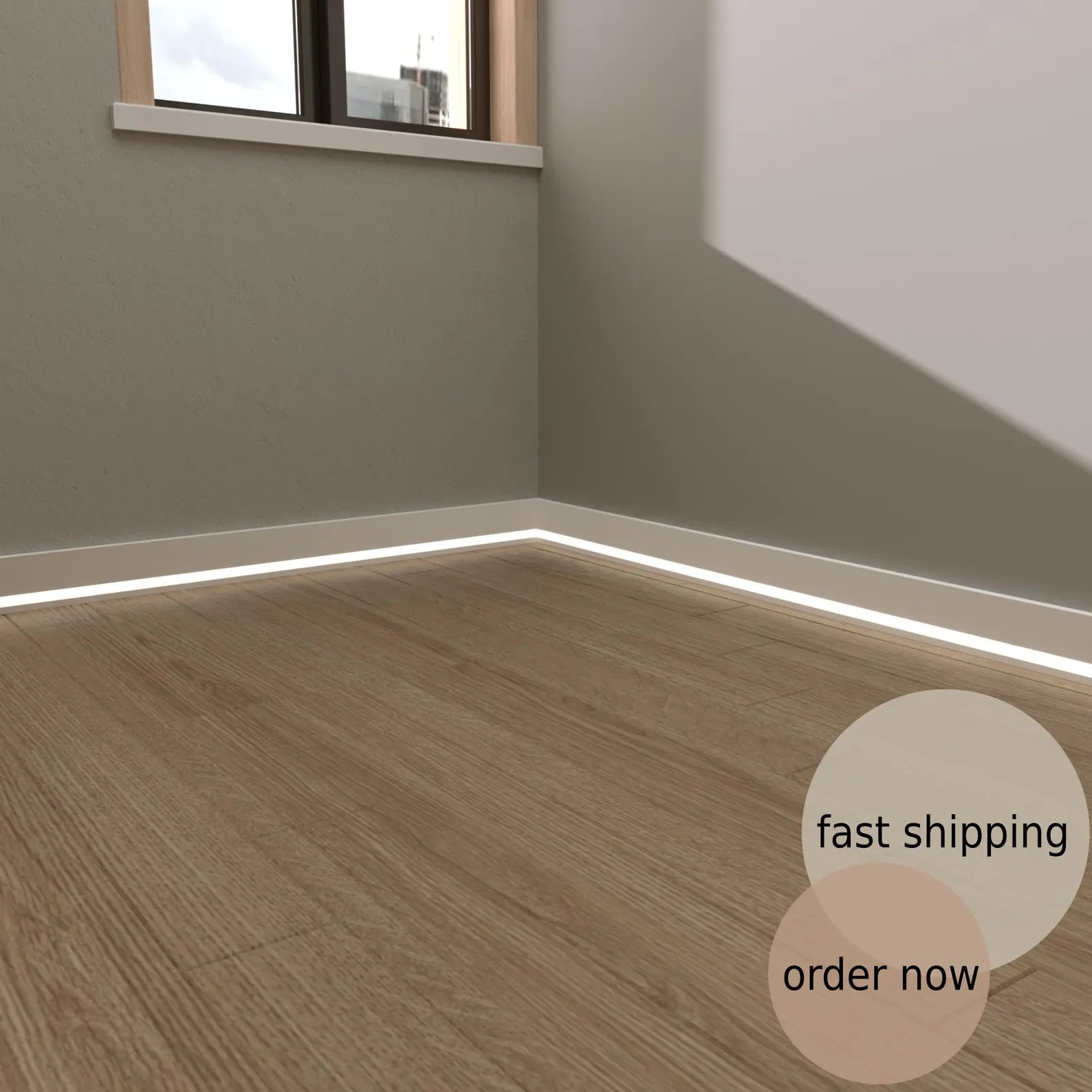 LED Baseboard Florence Classic White Polymer 240 cm