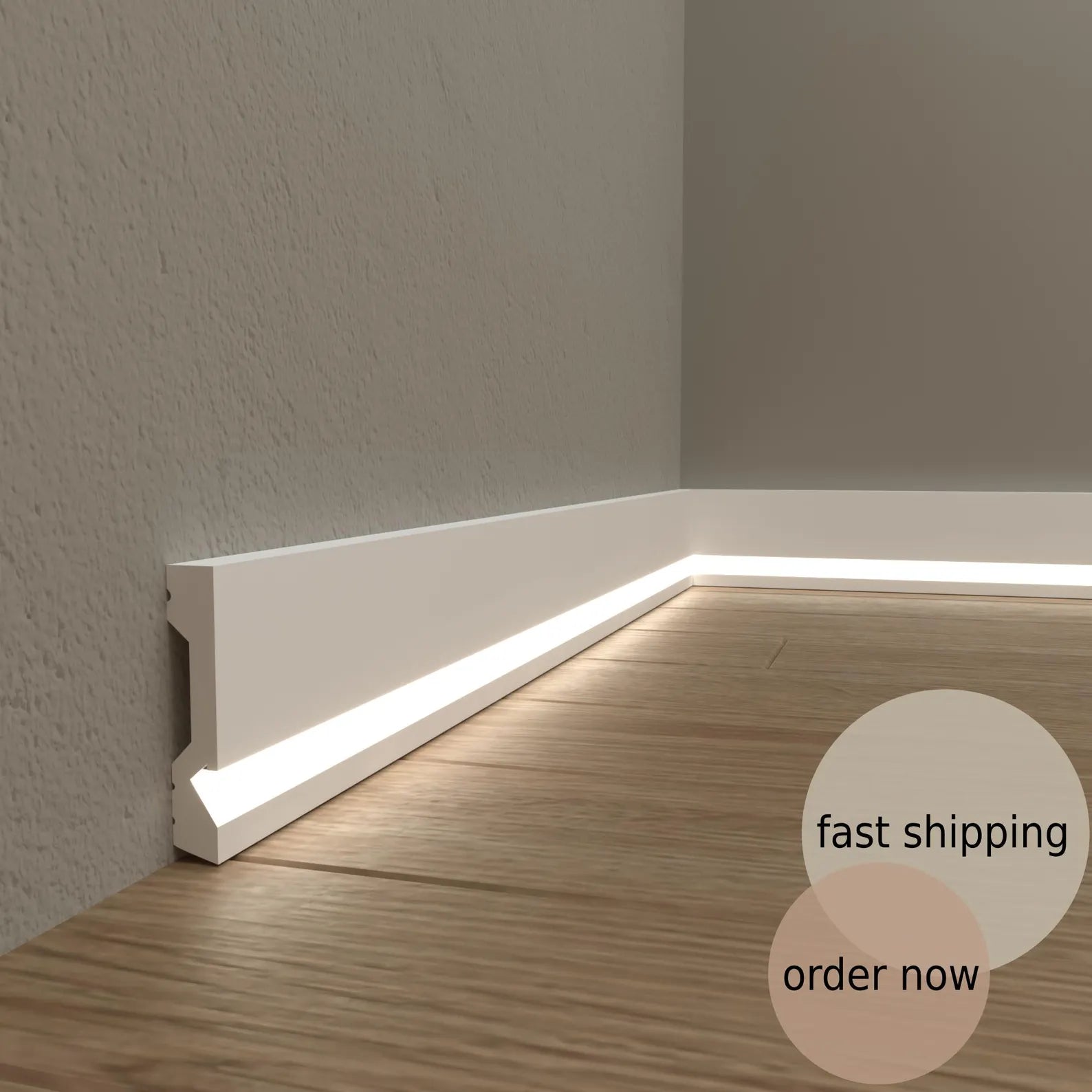 LED Baseboard Florence Classic White Polymer 240 cm