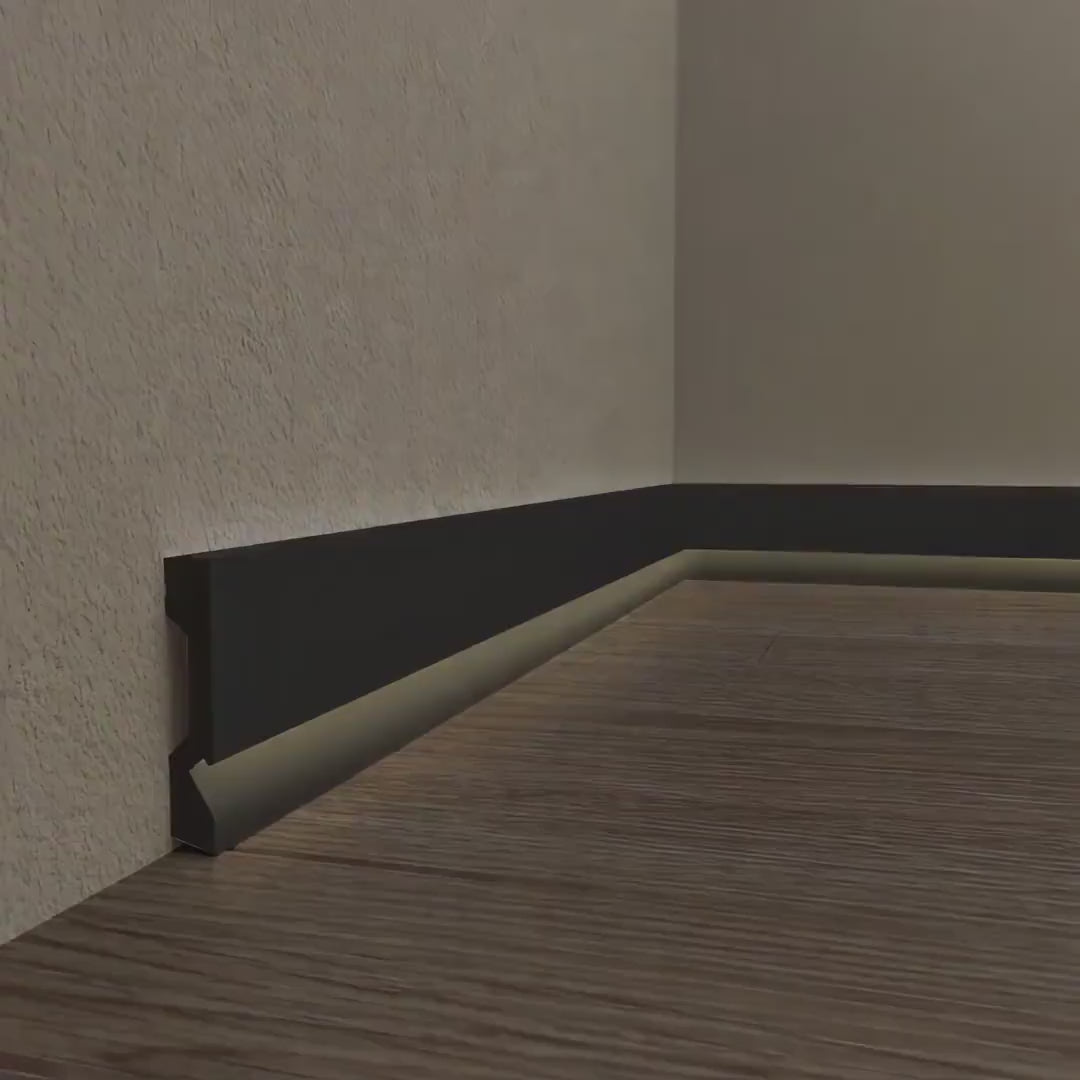 colored Baseboard with built-in LED strip lighting