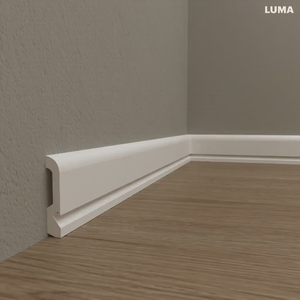 Baseboard with built-in LED strip lighting