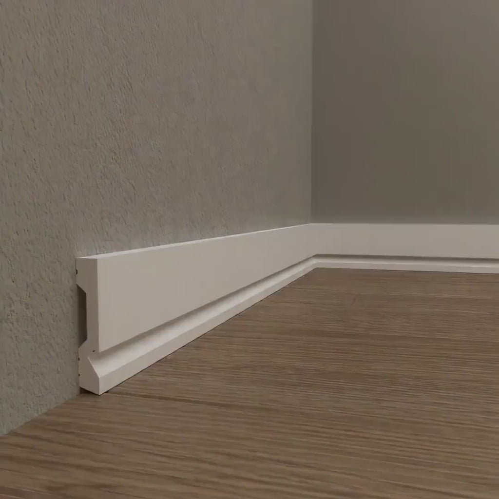 Baseboard with built-in LED strip lighting