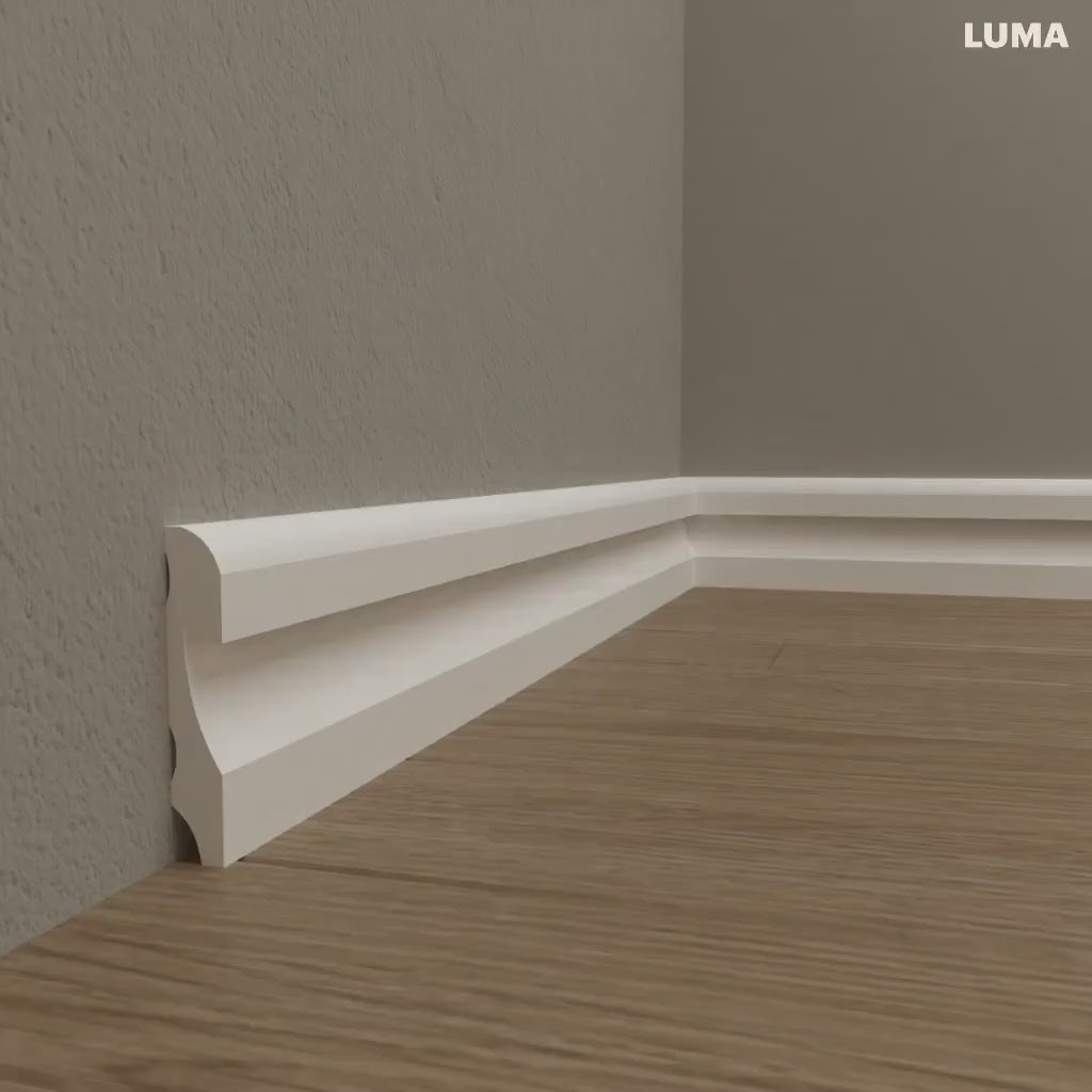 Baseboard with built-in LED strip lighting
