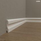 Baseboard with built-in LED strip lighting